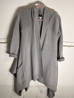 Saks Fifth Avenue Light Gray Open-Front Knit Cardigan